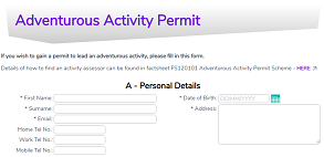 Adventurous Activity Permit